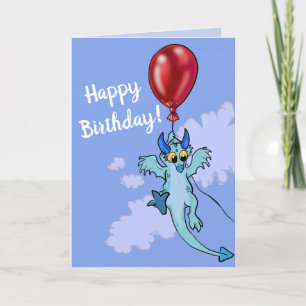 Carte Dragon Anniversaire Ballon qui s'éloigne