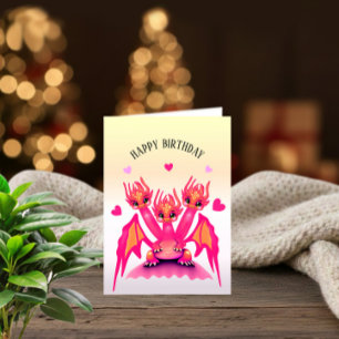 Carte Dragon Anniversaire Rose