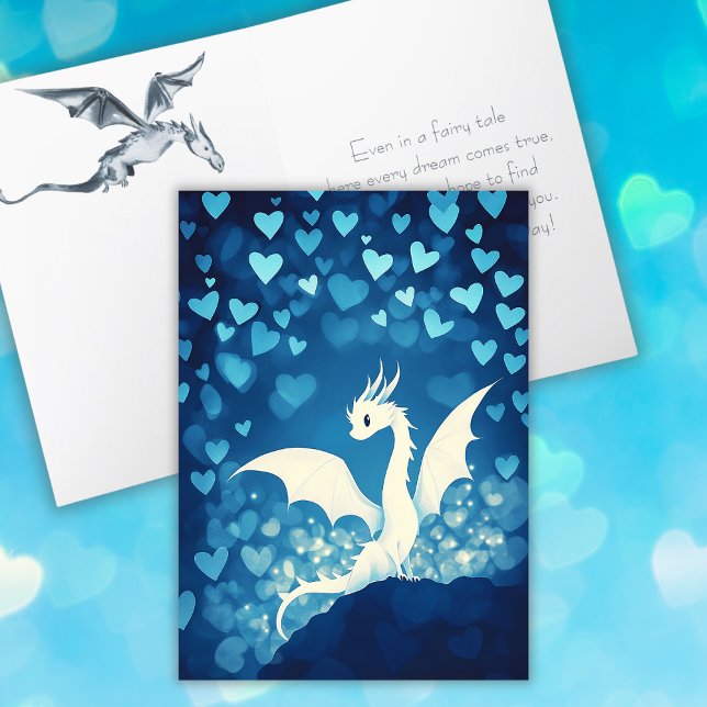 Carte Dragon blanc mignon pour la Saint-Valentin Grandso (Cute White Dragon for Grandson Valentine's Day Card)