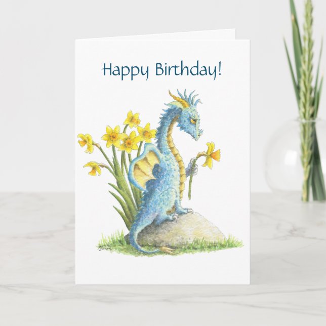Carte Dragon Bleu Anniversaire (Devant)