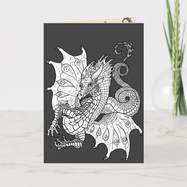 Carte Dragon de style Art Nouveau~Carte de voeux (Devant)