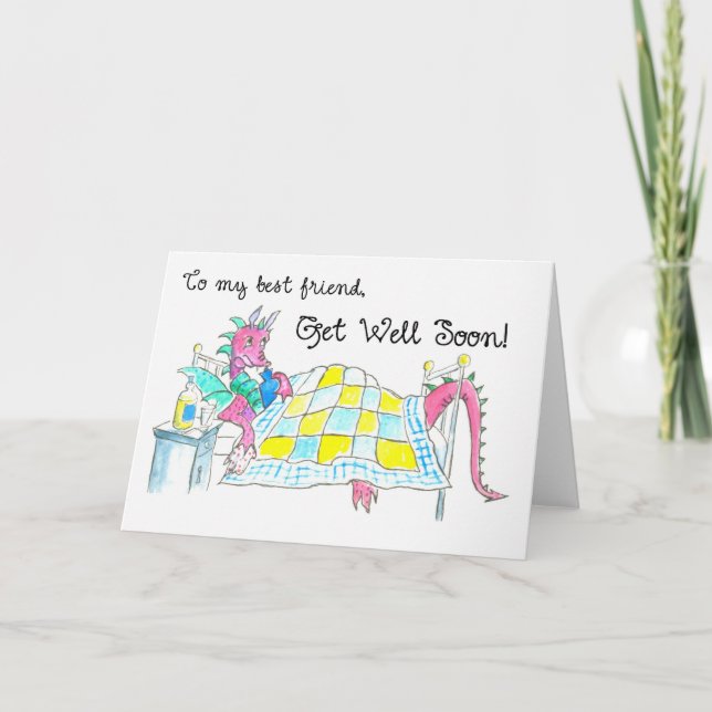 Carte Dragon Get Well Card pour meilleur ami (Devant)