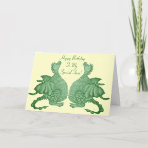 Carte dragon vert mythique créature imaginaire pour jume