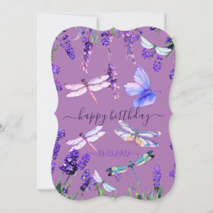 Carte Dragonfly Lavande Personnalisé Style Bohème Chic S
