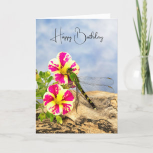 Carte Dragonfly On Petunia Anniversaire