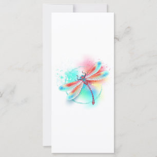 Carte Dragonfly rouge sur l'arrière - plan aquarelle