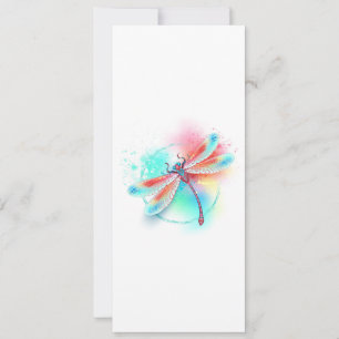 Carte Dragonfly rouge sur l'arrière - plan aquarelle