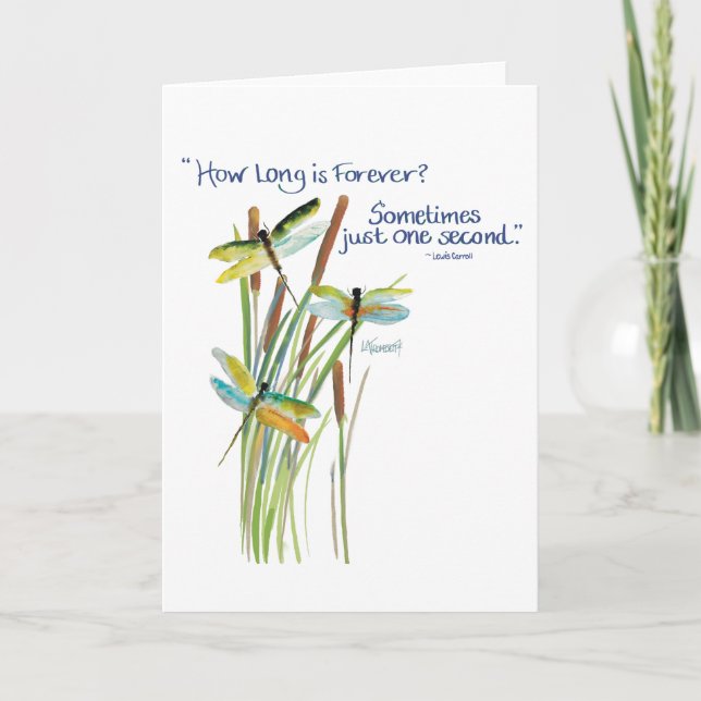 Carte Dragonfly Watercolor avec citation Lewis Car (Devant)