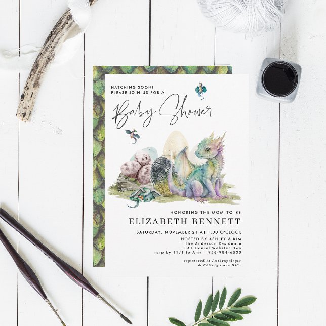 Carte Dragons Fairy Tale | Baby shower des oeufs de drag (Créateur téléchargé)