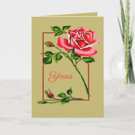 Carte Dramatic Single Red Rose With Border