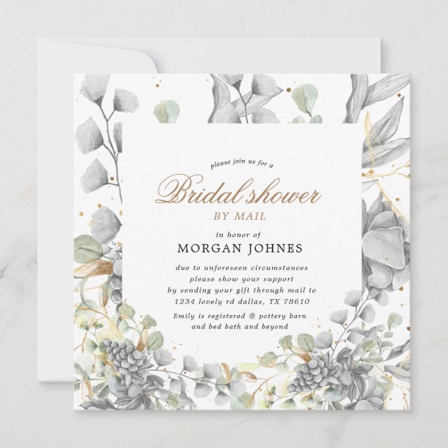 Carte dramatique floral argenté Enterrement de vie de je (Devant)
