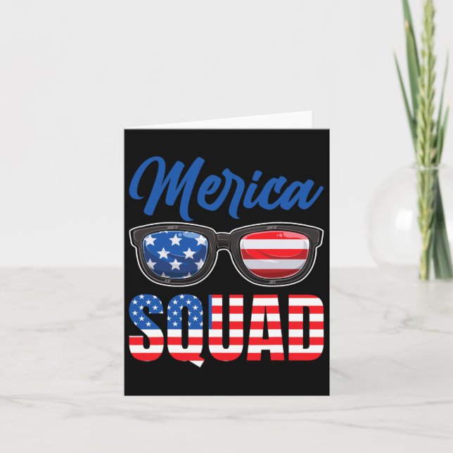 Carte Drapeau Américain 4 Juillet Merica Squad  (Devant)
