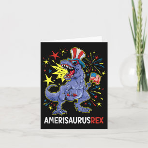 Carte Drapeau américain 4 juillet T Rex Dinosaur Amerisa
