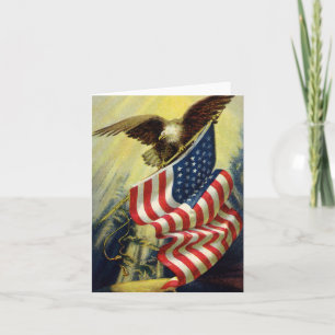Carte Drapeau américain d'aigle patriotique vintage