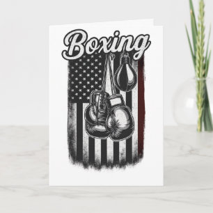 Carte Drapeau américain de boxe vintage rétro