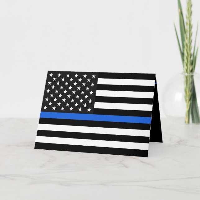 Carte Drapeau Américain de Ligne Bleue Mince (Devant)