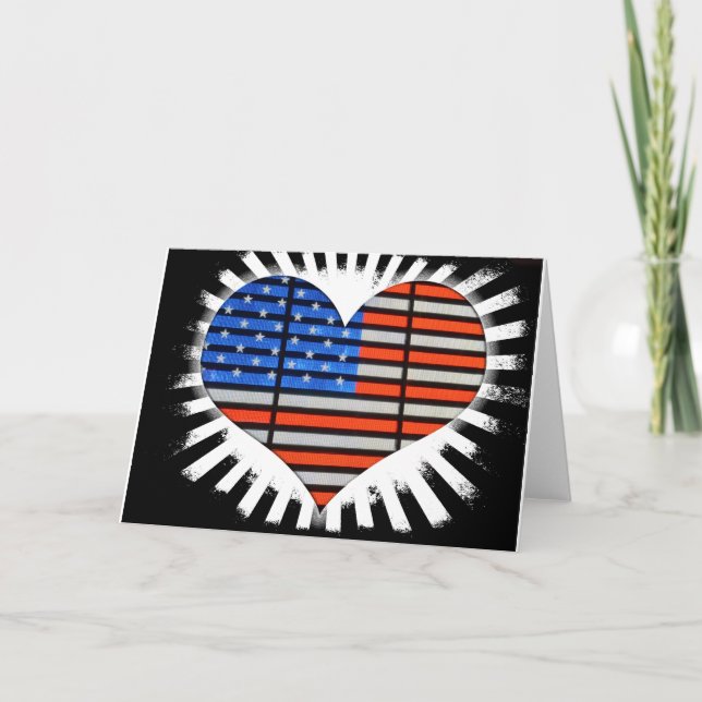 Carte Drapeau américain du coeur patriotique (Devant)