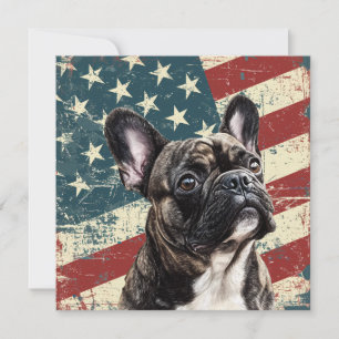 Carte Drapeau américain Grunge Bouledogue Français