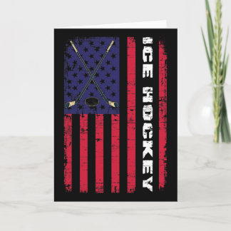 Carte Drapeau américain Joueur de sport d'hiver de hocke