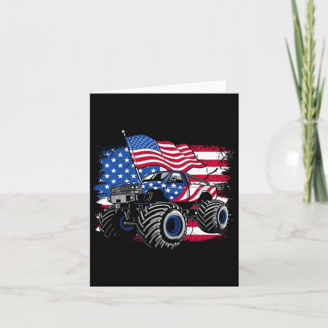 Carte Drapeau américain Monster Truck 4 juillet Shirt Bo (Devant)