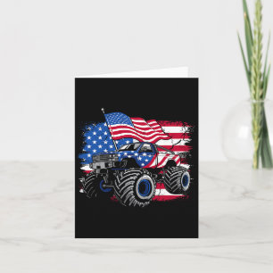 Carte Drapeau américain Monster Truck 4 juillet Shirt Bo