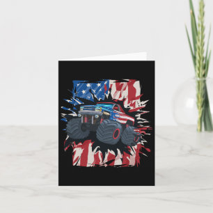 Carte Drapeau américain Monster Truck 4 juillet Shirt Bo