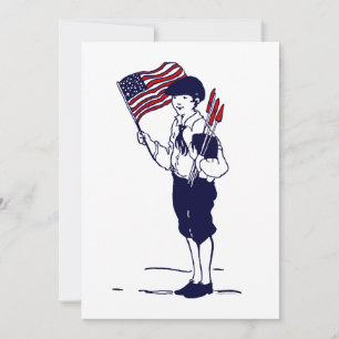 Carte Drapeau américain patriotique et feu d'artifice ga