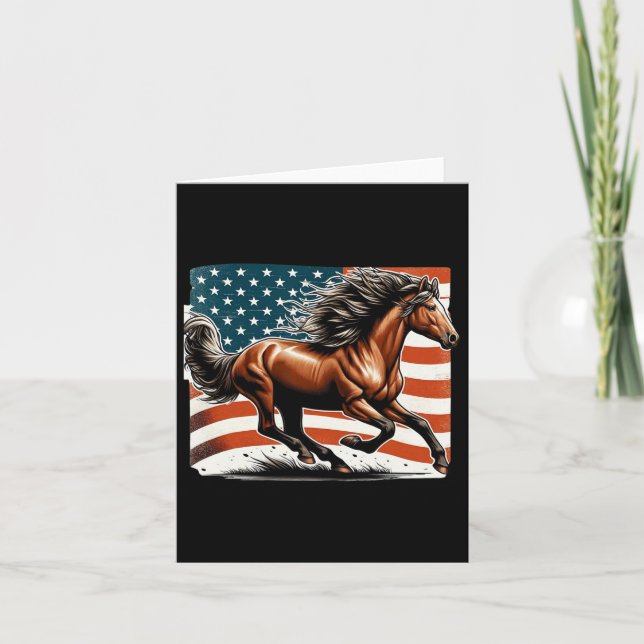 Carte Drapeau américain Patriotique Horse Horse équitati (Devant)