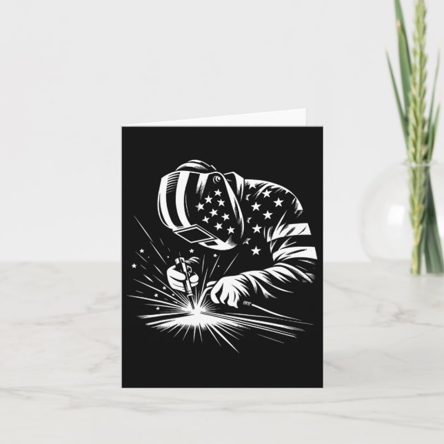 Carte Drapeau Américain Soudeur Patriotique (Devant)