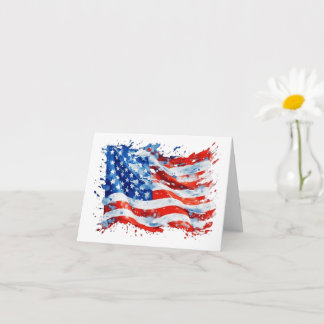 Carte Drapeau américain USA aquarelle 4 juillet