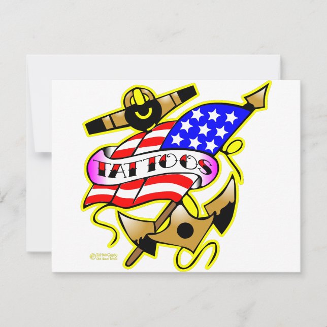 Carte Drapeau Ancre tatouage (Devant)