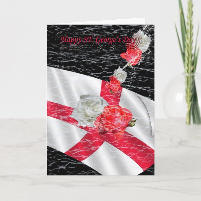Carte Drapeau anglais et roses du jour de St George (Devant)