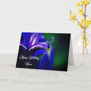 Carte Drapeau Bleu Fleur Iris Anniversaire Personnalisé