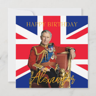 Carte Drapeau britannique du roi Charles III nom personn