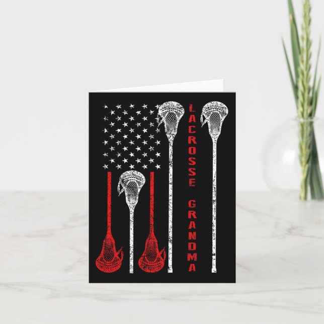 Carte Drapeau cadeau de Lacrosse Grand-mère 4 juillet Ét (Devant)