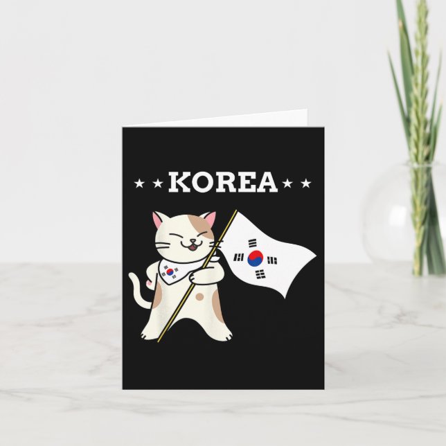 Carte Drapeau Coréen Et Chat Corée Du Sud (Devant)