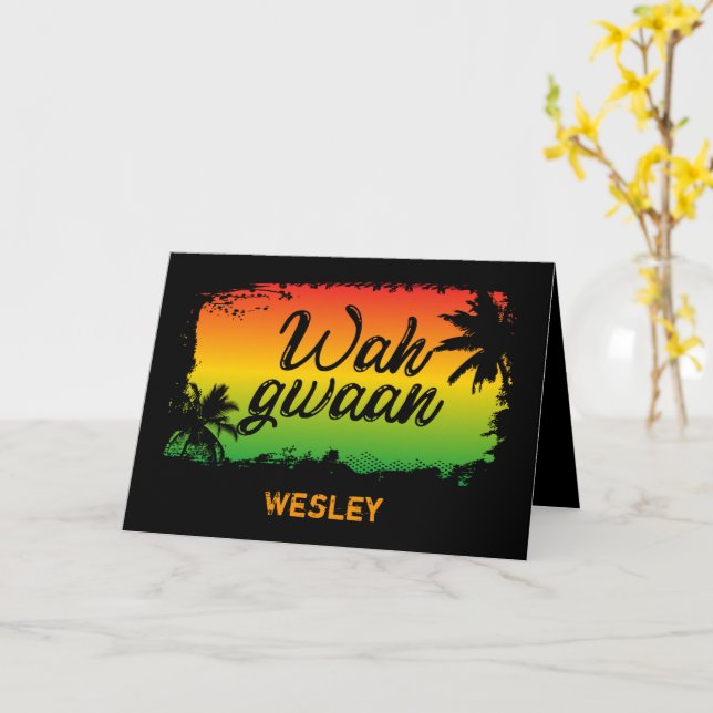 Carte Drapeau couleur Wah Gwaan Rasta, amis jamaïcains (Fleur jaune)