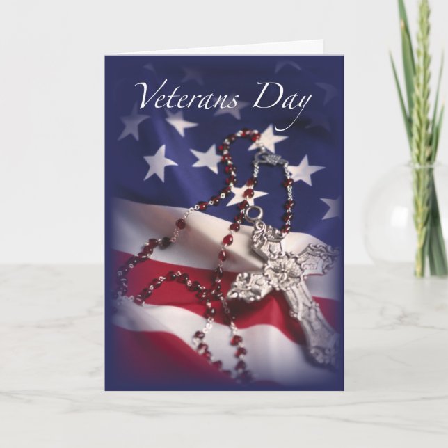 Carte Drapeau croisé patriotique de jour de vétérans, (Devant)