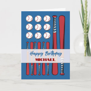 Carte Drapeau de baseball Anniversaire Personnaliser Rou