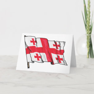 Carte Drapeau de la Géorgie rouge et blanc à cinq croix 