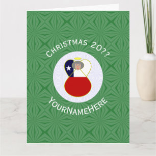 Carte Drapeau de Noël personnalisé Abuela Angel Chili 