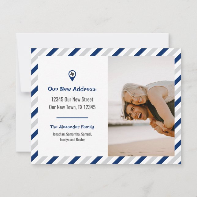 Carte Drapeau d'État bleu Nous avons déplacé Striped Mov (Dos)