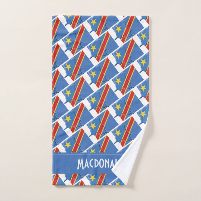 CARTE DRAPEAU DR CONGO Carnaval personnalisé Sport (Serviette à main)