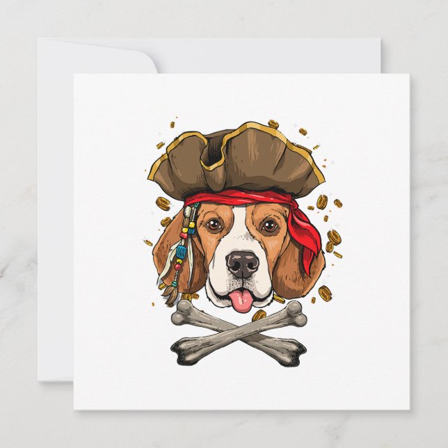 Carte Drapeau du Jolly roger de pirate de chien beagle (Devant)