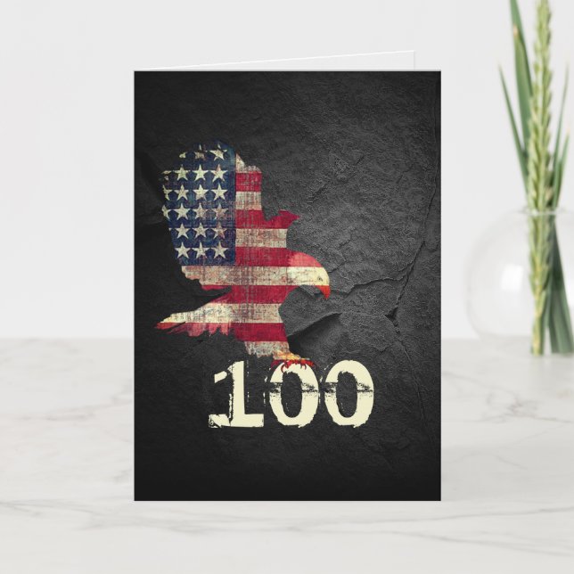 Carte Drapeau et aigle à tête blanche pour 100e annivers (Devant)