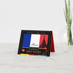 Carte Drapeau Français 2023 et Bonne Année Eiffel, Franc