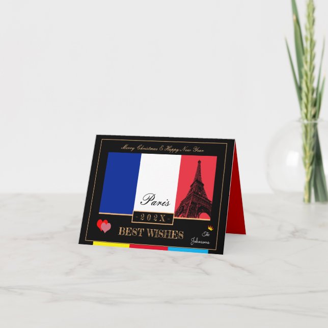 Carte Drapeau Français 2023 et Bonne Année Eiffel, Franc (Devant)