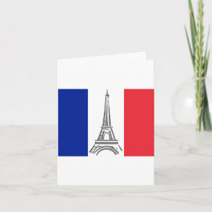 Carte Drapeau français Tour Eiffel Paris Note Card