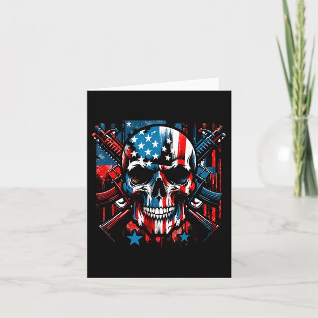 Carte Drapeau Halloween Patriotique Squelette Américain  (Devant)