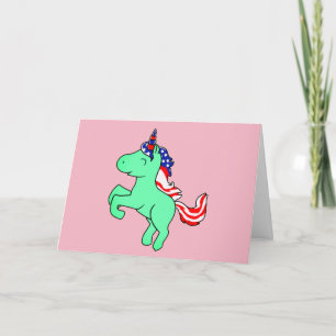 Carte Drapeau Mane caricature Unicorn Mint Green Patriot
